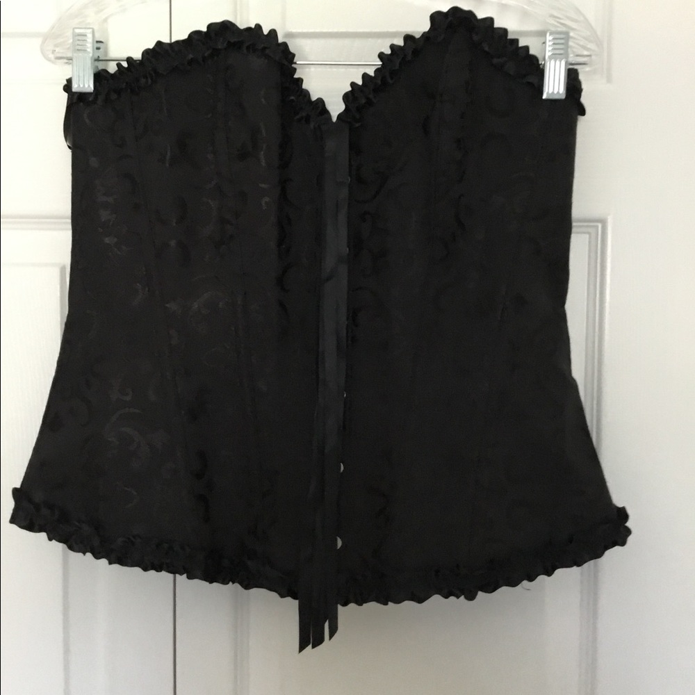 Black Strapless Brocade Corset Bustier - Picture 2 of 13